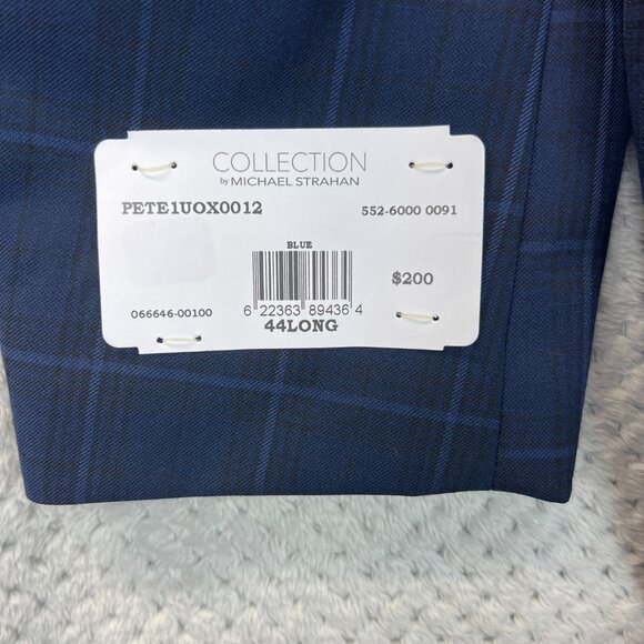New Michael Strahan Mens Windowpane Plaid Blue Blazer SportCoat Classic Fit 44L - Picture 5 of 16
